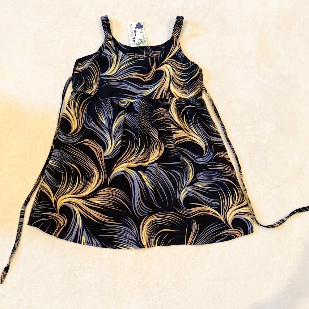 New 4T Black, blue, Gold Hawaiian Island vacation toddler tropical Dress